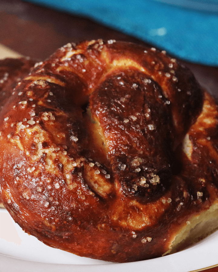 Golden air fryer soft pretzels sprinkled with coarse salt