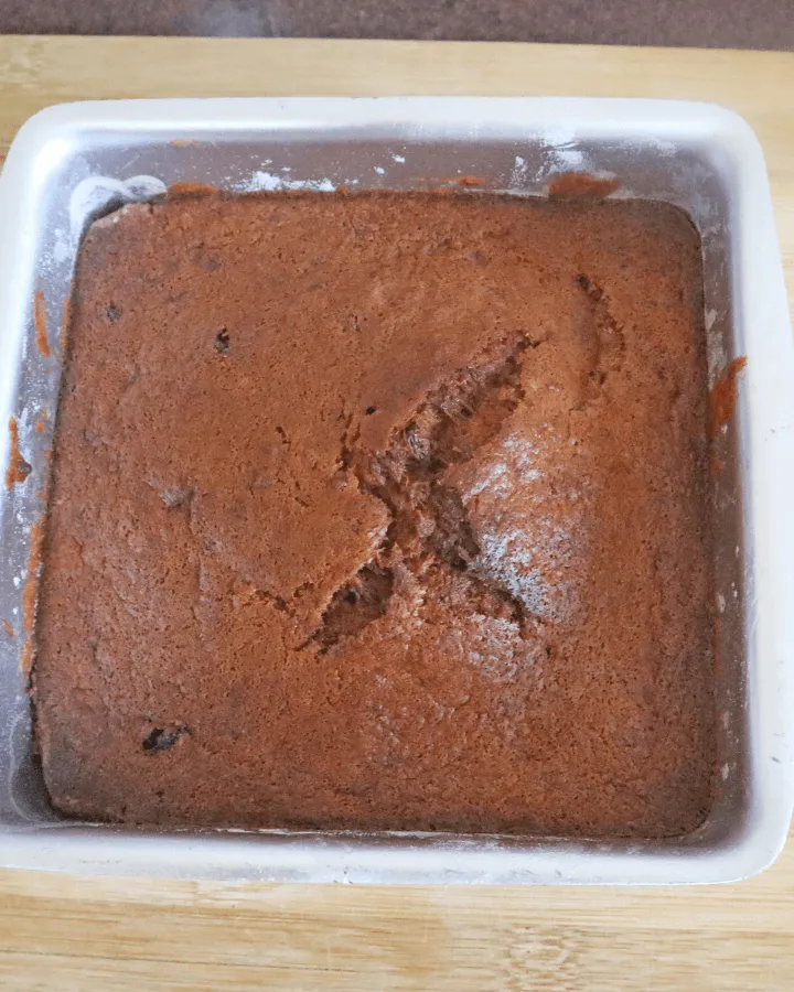 Air fryer banana bread baked in a mini loaf pan