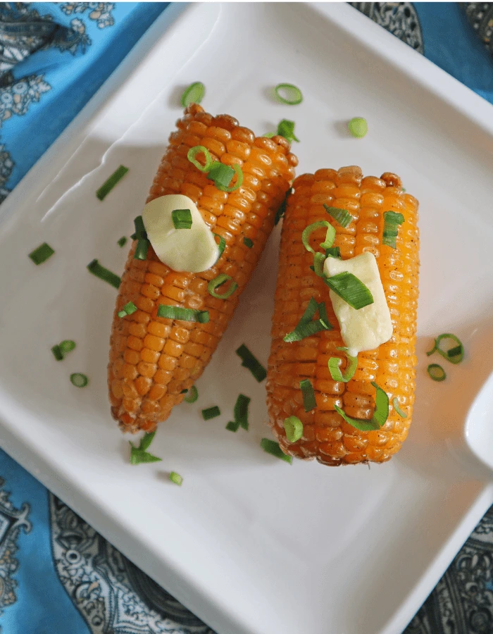 Healthy air fryer corn recipe with golden tender corn kernels