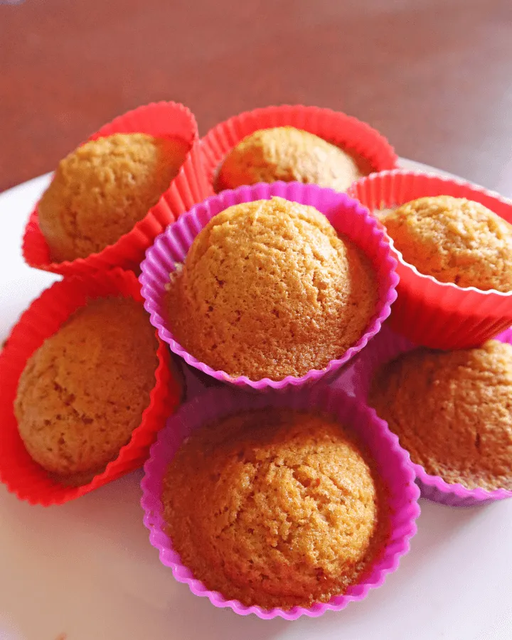 Finished air fryer carrot muffins served on a plate