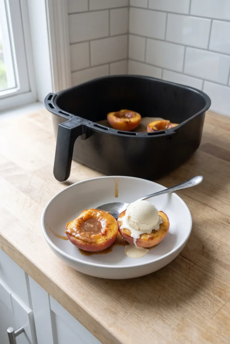 Baked peaches made in an air fryer