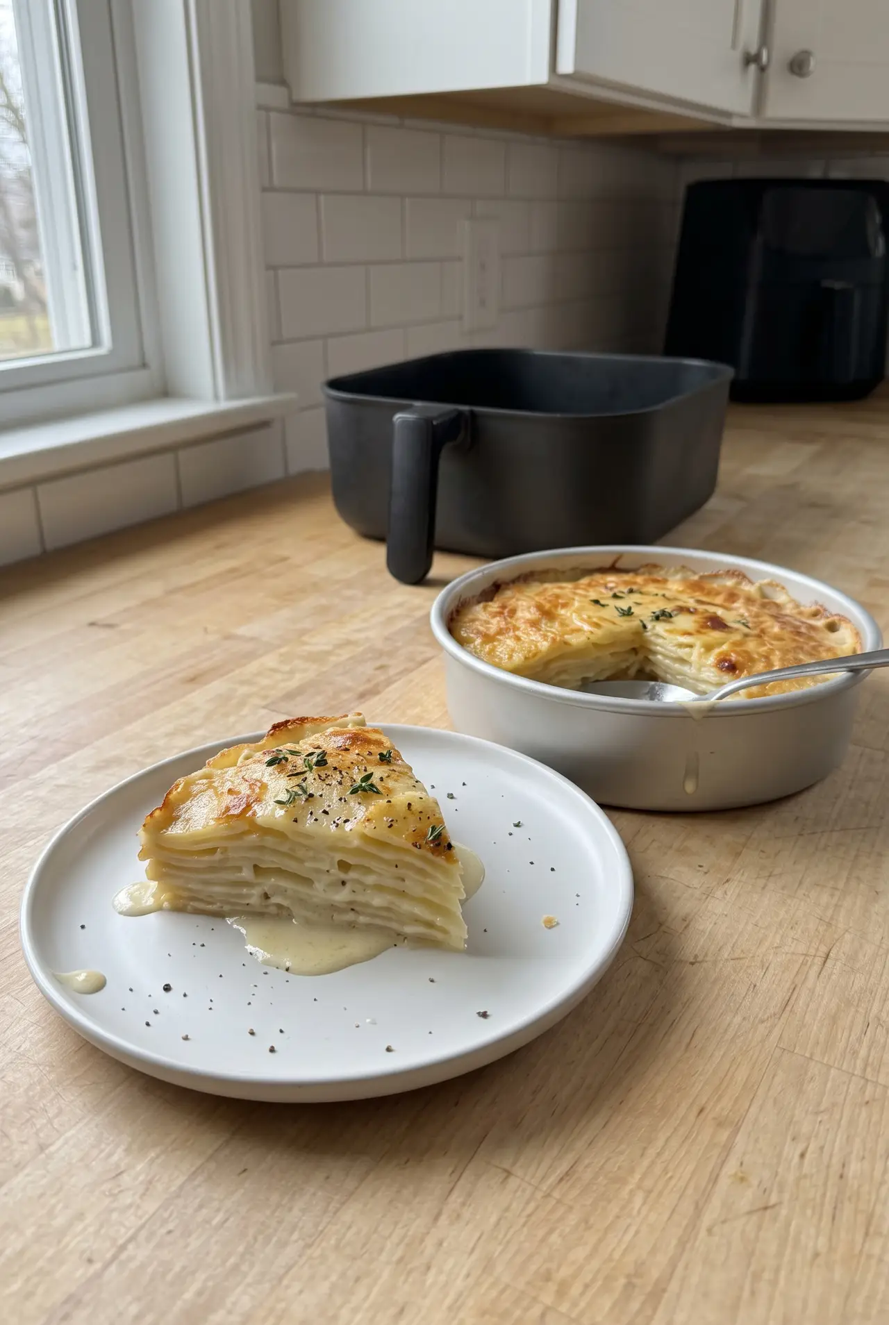 Creamy air fryer scalloped potatoes