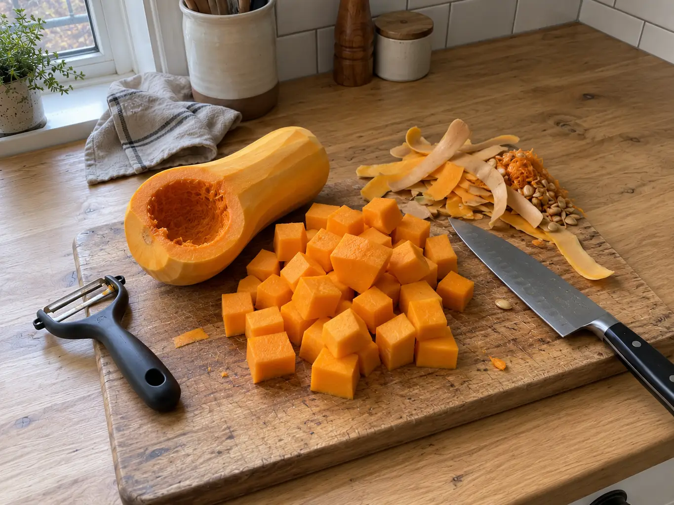 Butternut squash peeled and cut into even cubes