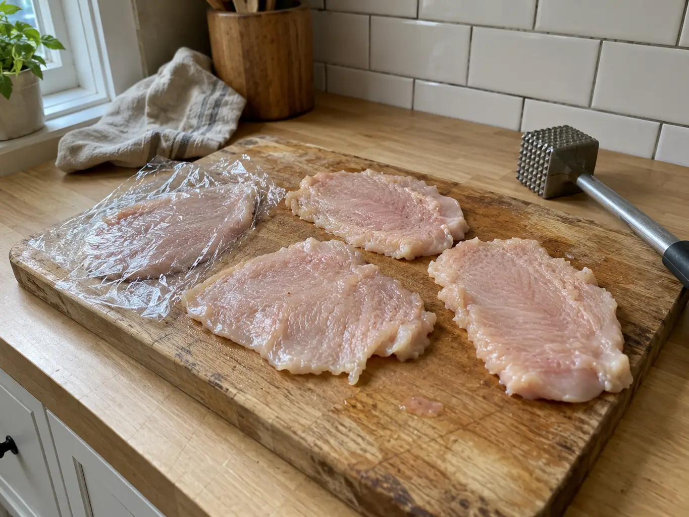 Chicken breasts pounded to an even thickness