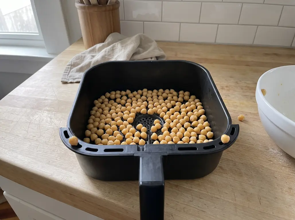 Chickpeas in the air fryer basket