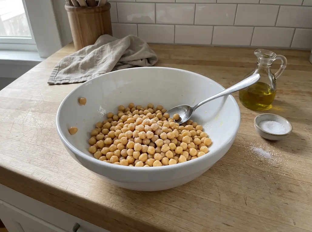 Chickpeas tossed with oil and salt only