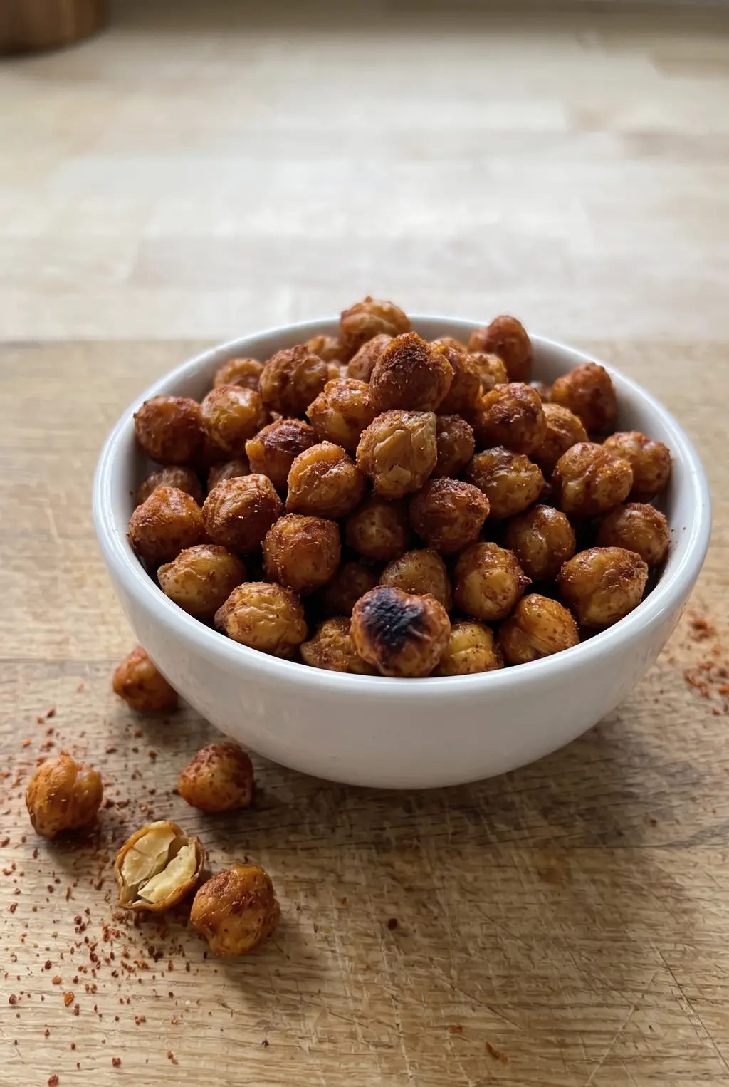 Close-up of shatter-crisp air fryer chickpeas