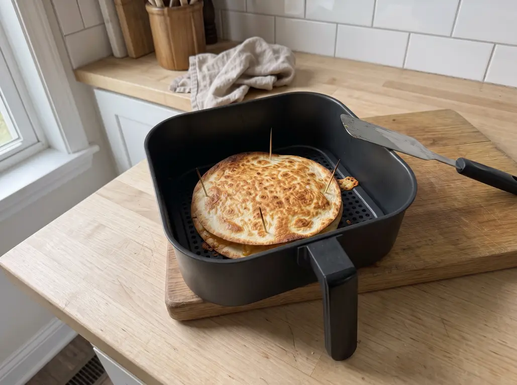 Golden crisp air fryer quesadilla