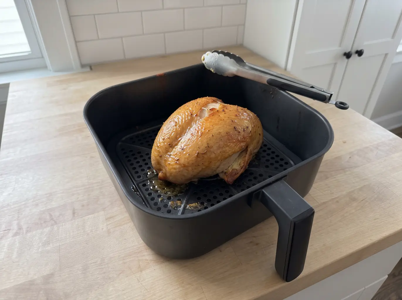 Golden turkey breast after flipping skin side up