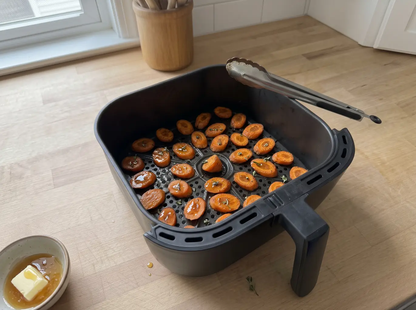 Honey-glazed carrots in the air fryer basket