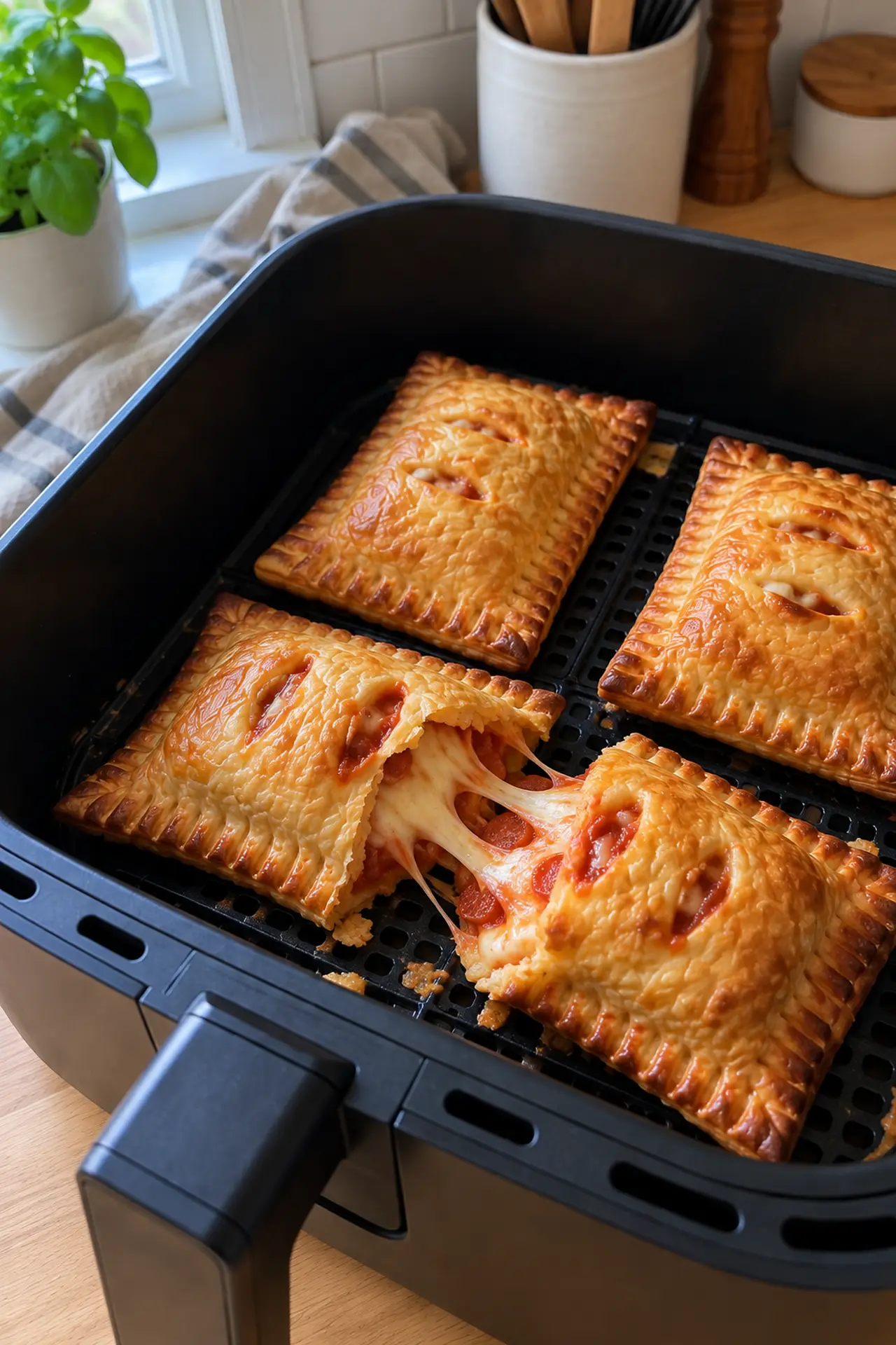 Close-up of a crispy air fryer Hot Pocket
