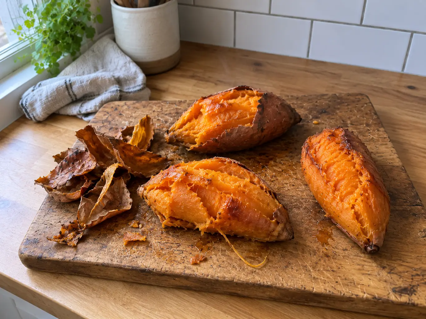 Roasted sweet potato flesh scooped from the skin