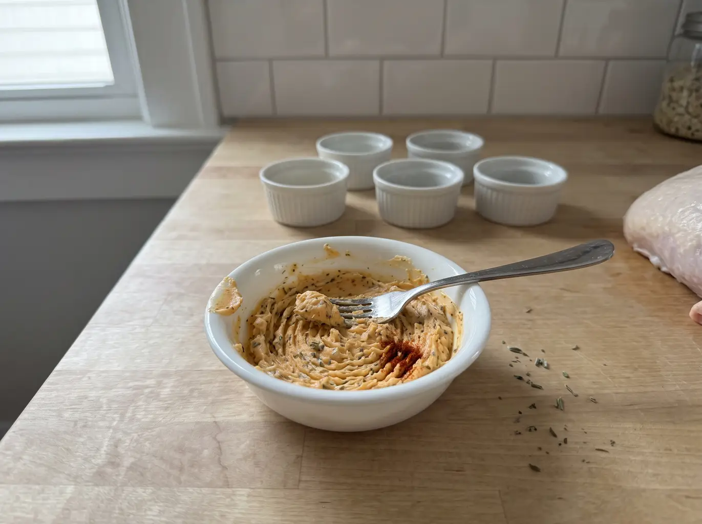 Herb butter mashed into a paste